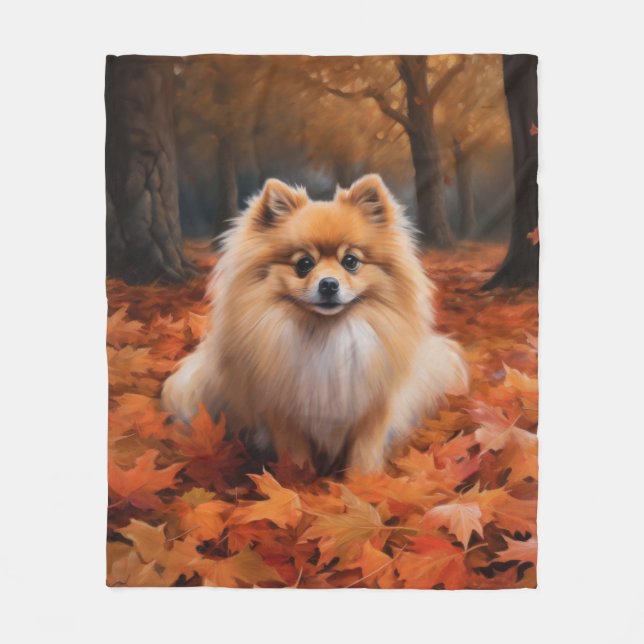 Couverture Polaire Poméranie en automne Feuilles Automne Inspire (Devant)