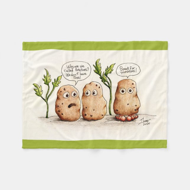 Couverture Polaire Pommes de terre amusantes (Devant (Horizontal))