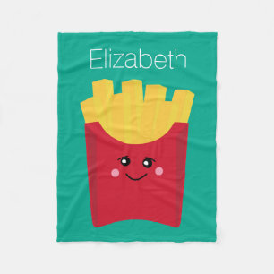 Couverture Polaire Pommes frites mignonnes de Kawaii avec le nom fait