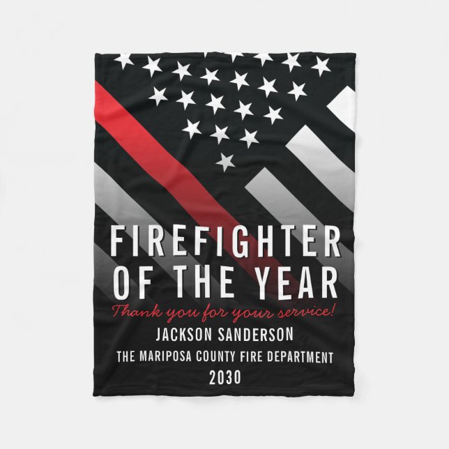 Couverture Polaire Pompier de l'année Employé Red Line Drapeau (Devant)