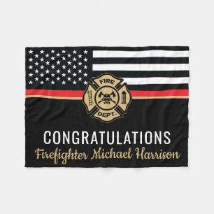 Couverture Polaire Pompier Fire Academy Red Line Drapeau Graduation