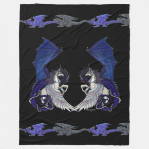 Couverture Polaire Poney blanc bleu de cheval de Pegacorn de dragon
