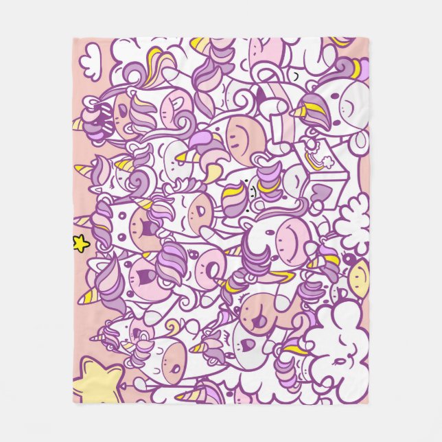 Couverture Polaire Pony Unicorn mignon : Collection de Doodles magiqu (Devant)