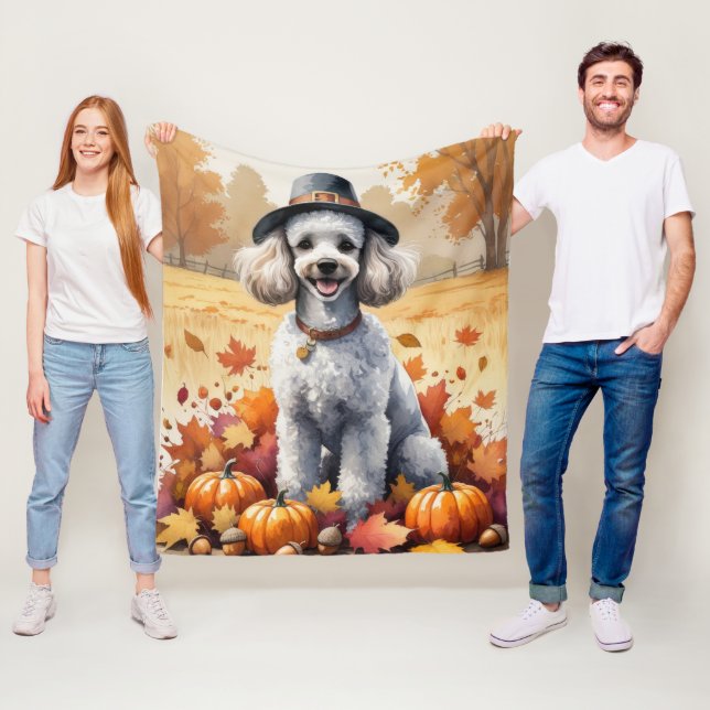 Couverture Polaire Poodé En Automne Feuille L'Art Thanksgiving (En situation)