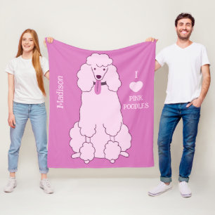 Couverture Polaire Poodé rose de texte personnalisé