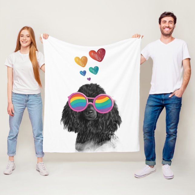 Couverture Polaire Poodle Dog with Hearts Saint-Valentin (En situation)