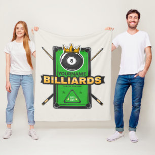 Couverture Polaire Pool Hall personnalisé NOM 8 Ball Crown Billiards
