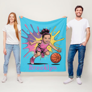 Couverture Polaire Pop Art Girl Basketball Anniversaire Bash Cadeau