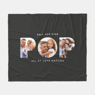 Couverture Polaire Pop multi photo moderne typographie élégant noir
