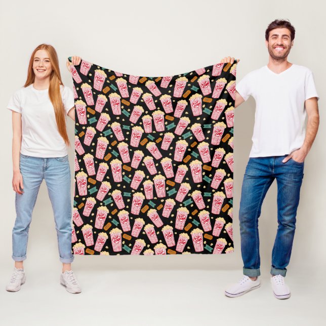 Couverture Polaire Popcorn Motif Movie Théâtre de nuit Fun Black (En situation)