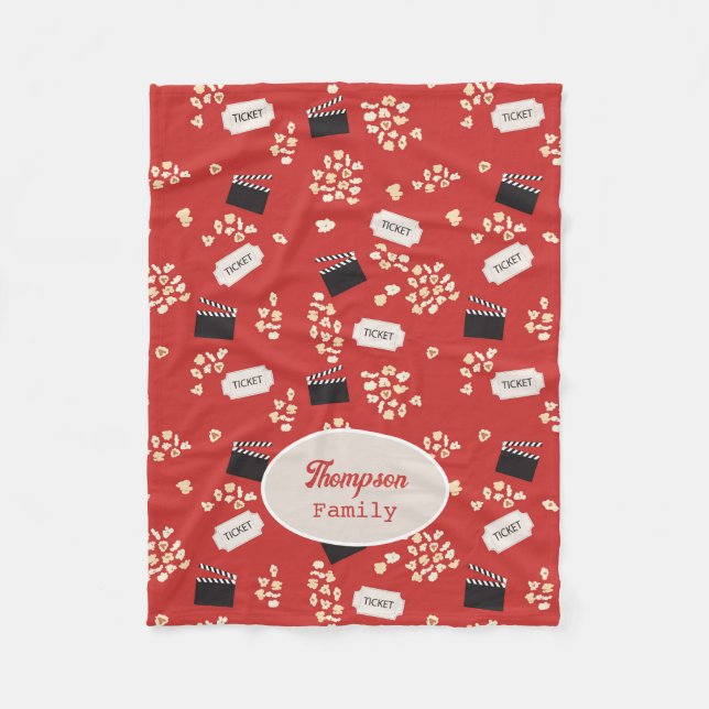 Couverture Polaire Popcorn Retro Cinéma Monogramme (Devant)