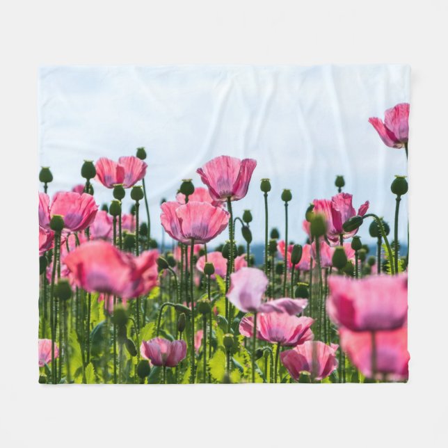 Couverture Polaire Poppies roses (Devant (Horizontal))
