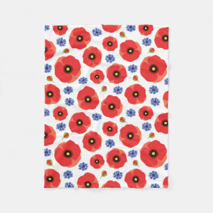 Couverture Polaire Poppys Et Cornflowers Motif