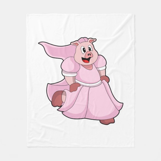 Couverture Polaire Porc en mariée avec robe de mariée (Devant)