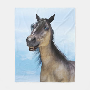 Couverture Polaire Portrait d'art humoristique de cheval souriant