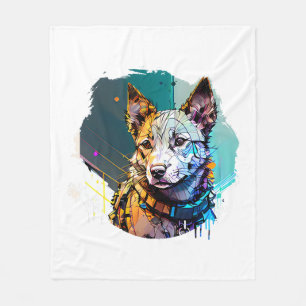 Couverture Polaire Portrait de chien de style Art d'encre