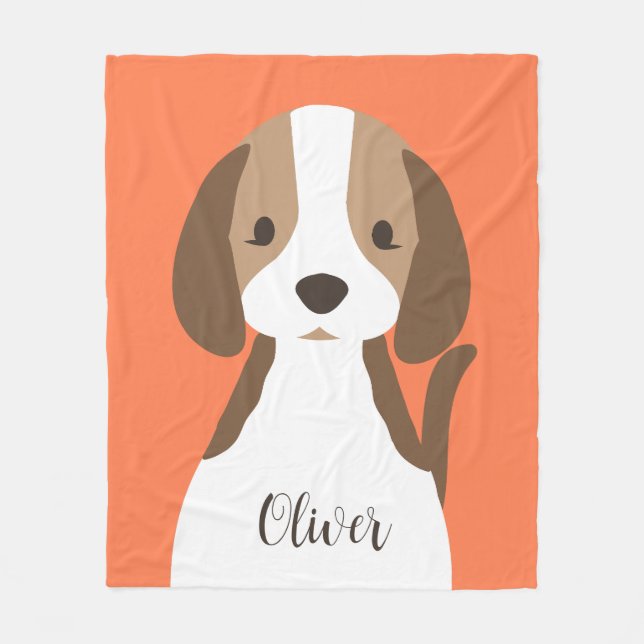 Couverture Polaire Portrait de chien marron et blanc mignon (Devant)