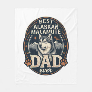 Couverture Polaire Portrait de chien père Malamute d'Alaska Badge Mon