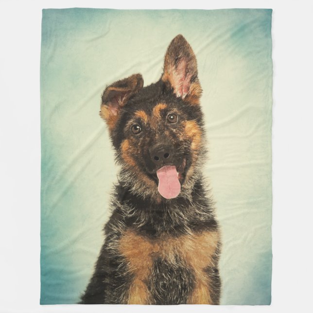 Couverture Polaire Portrait de chiot de berger allemand (Devant)