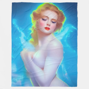 Couverture Polaire Portrait de déesse Ethereal - Imaginaire Surreal