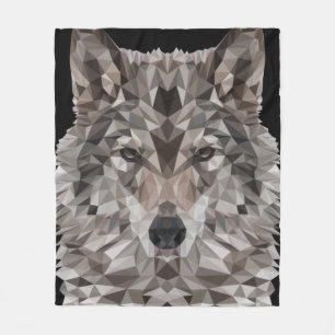 Couverture Polaire Portrait géométrique du loup gris