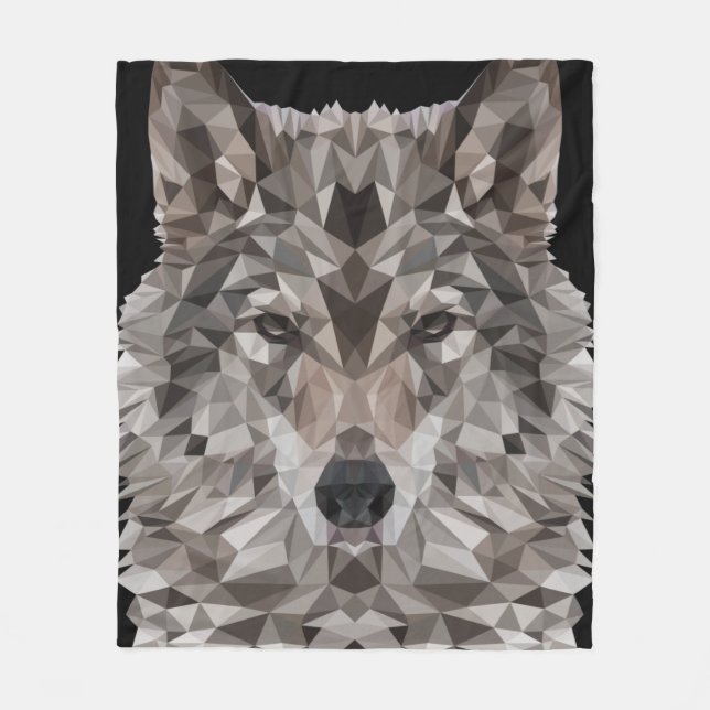 Couverture Polaire Portrait géométrique du loup gris (Devant)