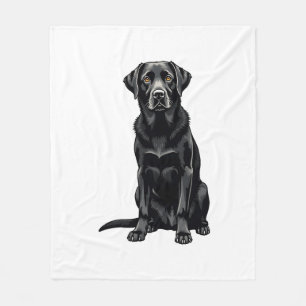 Couverture Polaire Portrait Illustré de Chien Labrador Retriever Noir