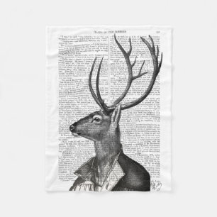 Couverture Polaire Portrait noir et blanc de cerfs