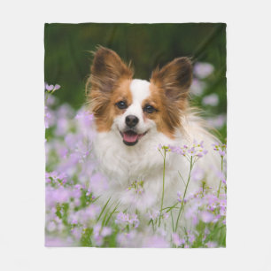 Couverture Polaire Portrait romantique de chien de Papillon