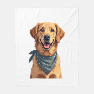 Couverture Polaire Portrait vintage de Golden Retriever avec ba
