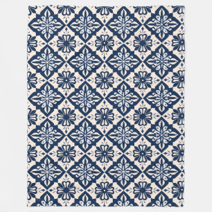 Couverture Polaire Portugais Azulejo Bleu et Blanc