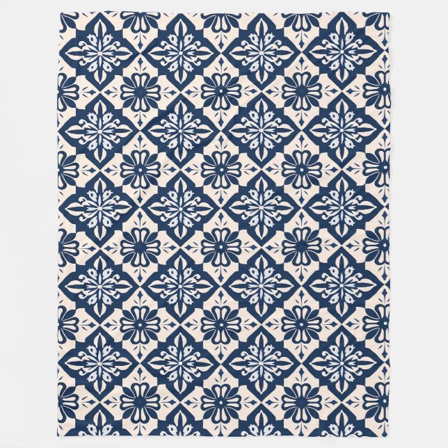 Couverture Polaire Portugais Azulejo Bleu et Blanc (Devant)