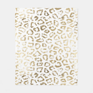 Couverture Polaire Poster de animal blanc Girly de léopard d'or de
