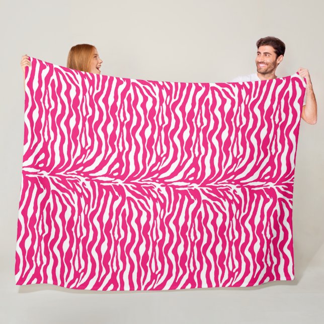 Couverture Polaire Poster de animal sauvage, Zèbre à Fuchsia rose et  (En situation)