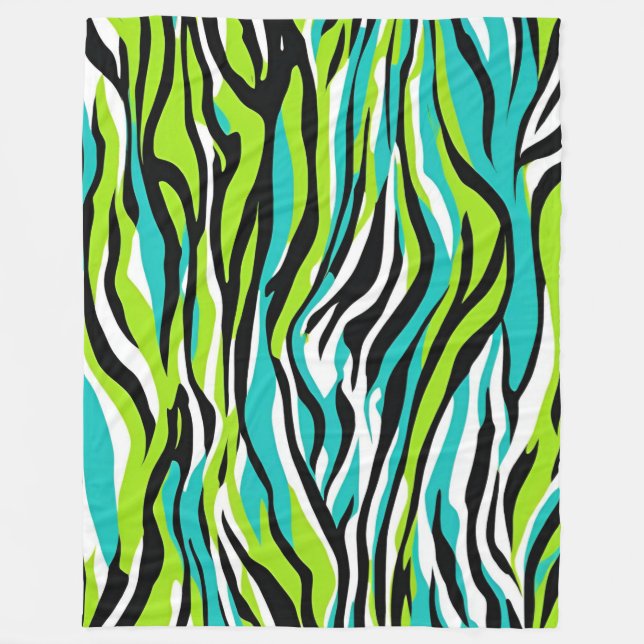 Couverture Polaire Poster de animal Turquoise Et Vert Zebra Stripes (Devant)