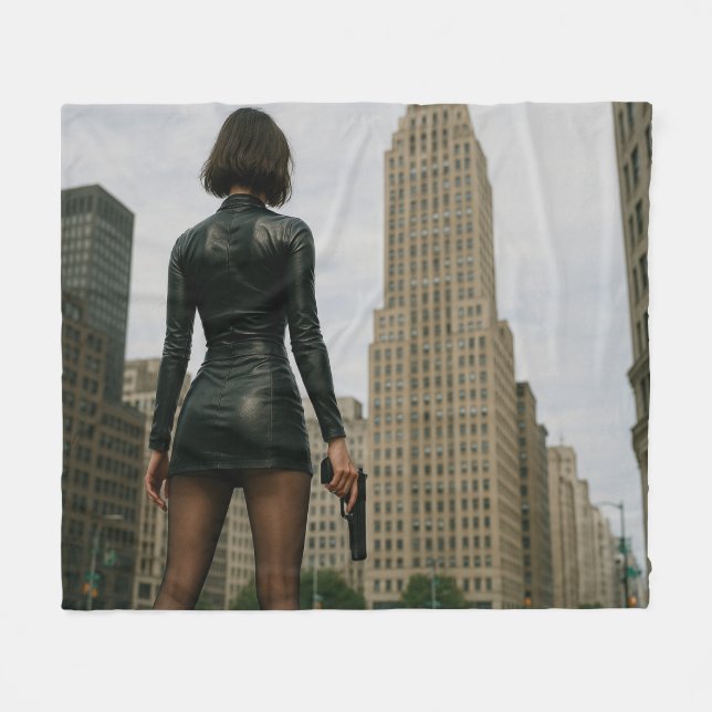 Couverture Polaire Poster noir (Devant (Horizontal))