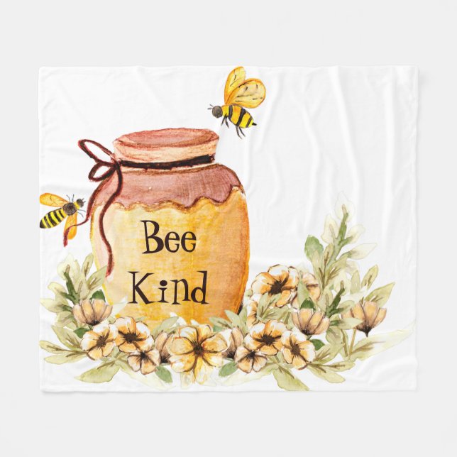 Couverture Polaire Pot de miel Bee kind  (Devant (Horizontal))