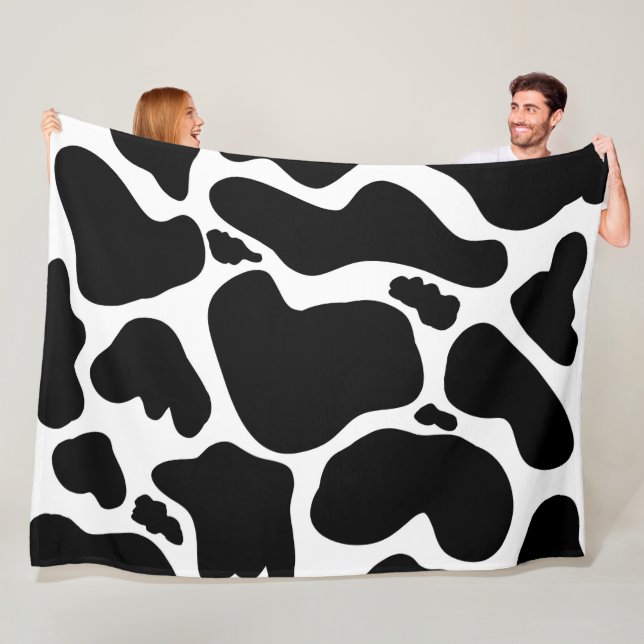 Couverture Polaire Pots de vache noir simple Animal (En situation)