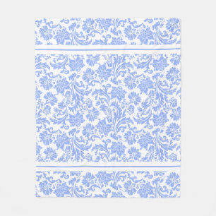 Couverture Polaire Poudre bleu et blanc Damas florales