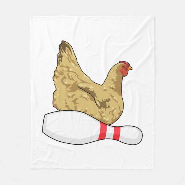 Couverture Polaire Poulet au Bowling avec épingle de Bowling (Devant)