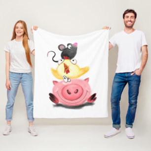 Couverture Polaire Poulet de porc et souris amis drôle polaire couver