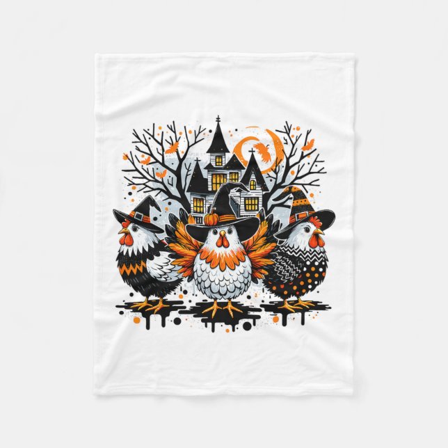 Couverture Polaire Poulet d'Halloween Agriculteur Poulet fille (Devant)