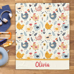 Couverture Polaire Poulets mignons à la ferme Personnalisé