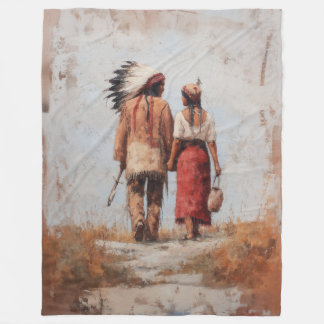 Couverture polaire pour couple amérindien