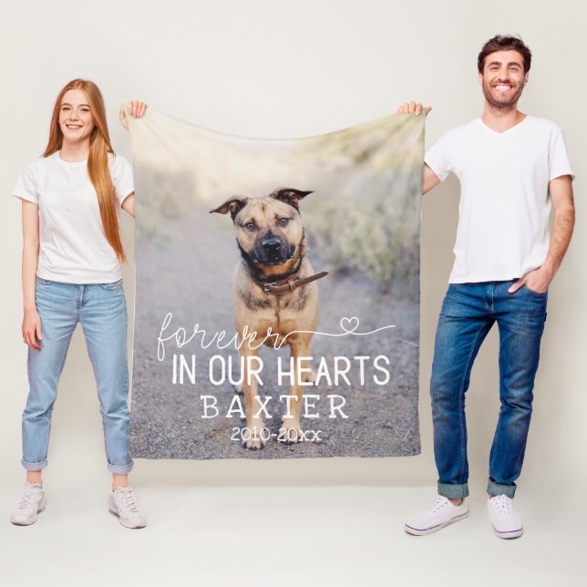 Couverture Polaire Pour toujours dans nos coeurs Photo Pet Memorial (En situation)
