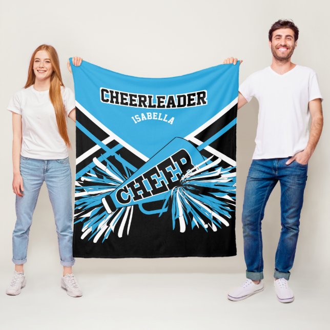Couverture Polaire Pour un 📣 Pom-pom girl - Bleu bébé, Noir & Blanc (En situation)