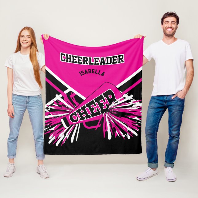 Couverture Polaire Pour un 📣 Pom-pom girl - Rose, Blanc et Noir (En situation)