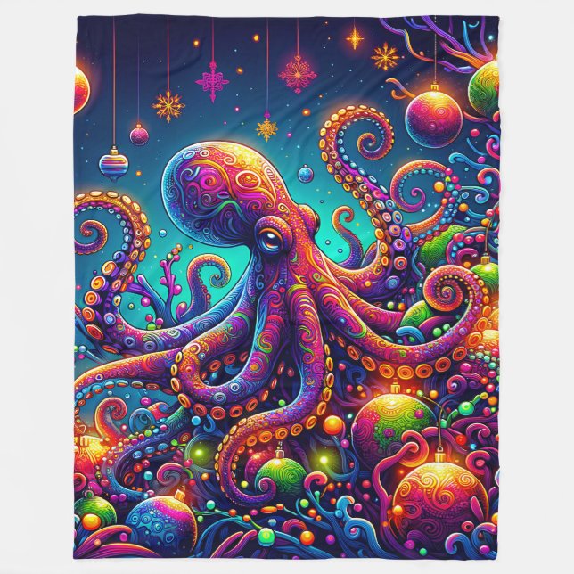 Couverture Polaire "Poutope psychédélique Noël Wonderland" (Devant)