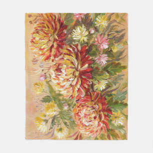 Couverture Polaire Pré de chrysanthème : Peinture à la main acrylique