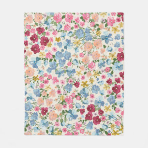 Couverture Polaire pré du milieu de l'été, motif plante en fleurs.